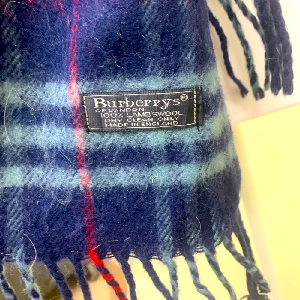 Auth Vintage Burberrys of London Blue Plaid Scarf - Picture 4 of 7